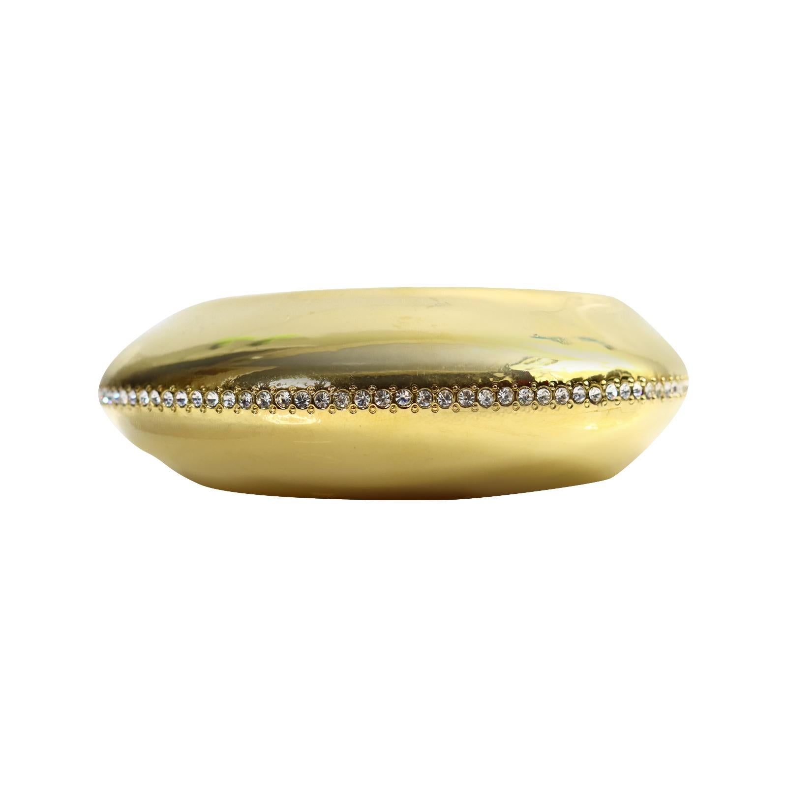 Women's or Men's Vintage Gold Tone Oval Diamante Bracelet For Sale