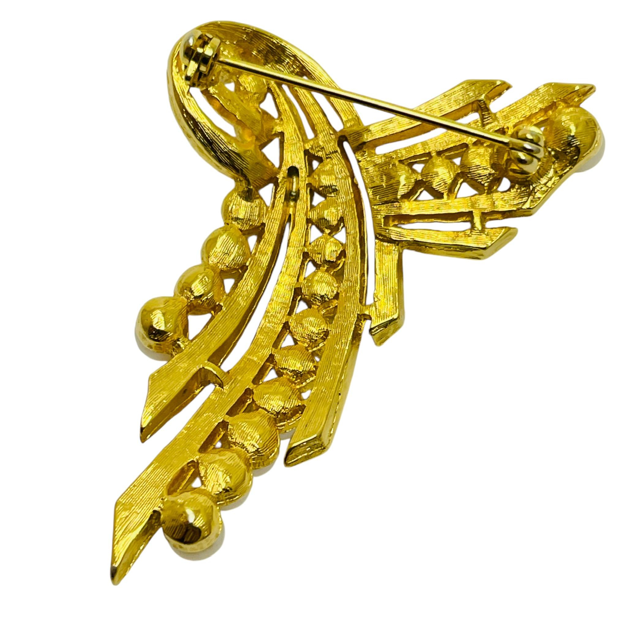 Broche vintage de diseño con perlas en tono dorado en Bueno estado para la venta en Palos Hills, IL