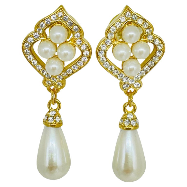 Allereya Vintage Perla Rubino Cristallo Orecchini Rosso Cz Triplo Quadrato Strass Gioielli Per Donne E Ragazze (Rosso