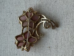 Vintage Gold Tone Pink Bouquet Brooch with Crystal