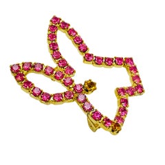 Vintage gold tone pink rhinestone bunny designer brooch
