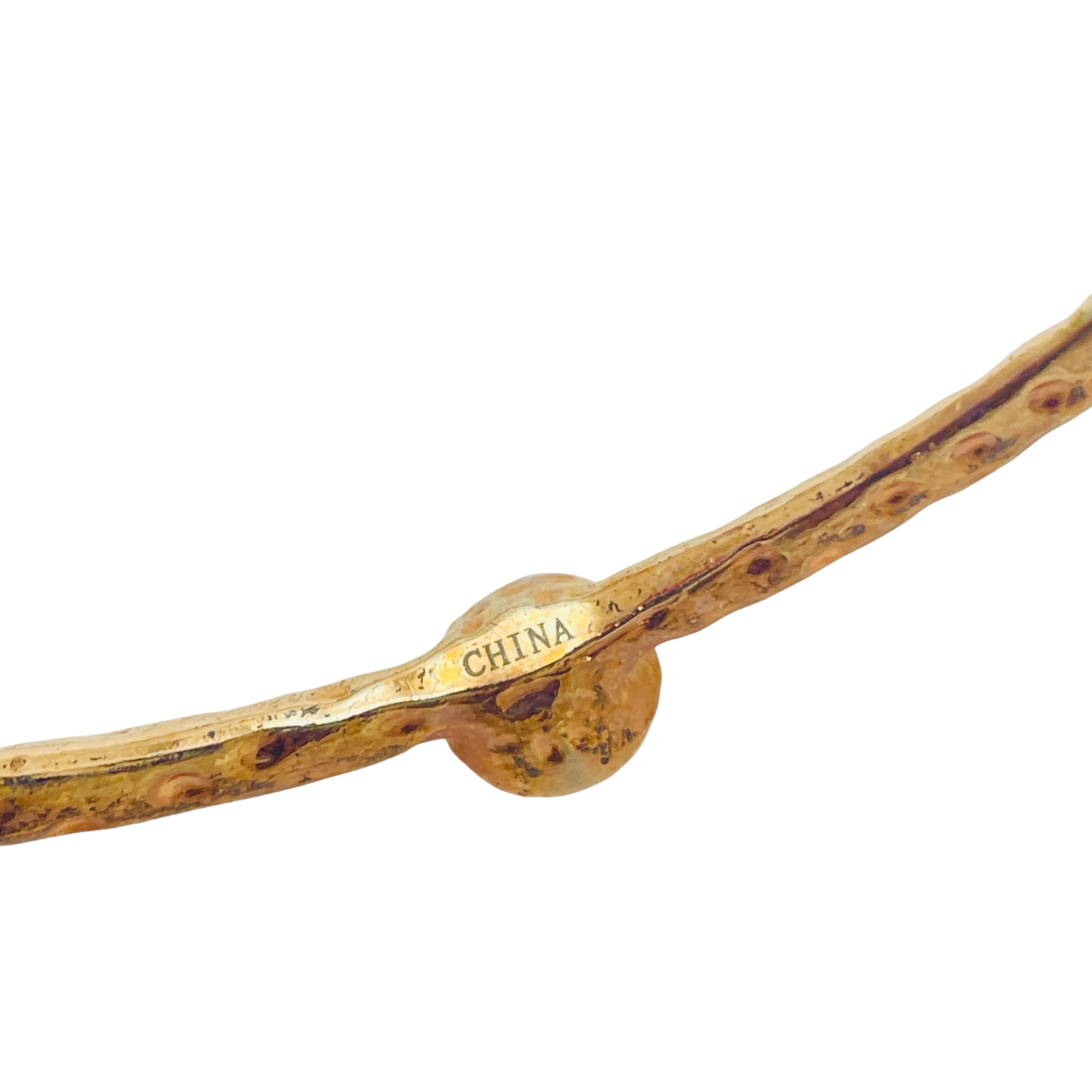 Vintage gold tone pink rhinestone designer bracelet In Good Condition For Sale In Palos Hills, IL