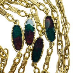 Vintage gold tone poured glass designer chain necklace