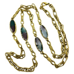 Vintage Goldton gegossenes Glas Designer Kette Halskette