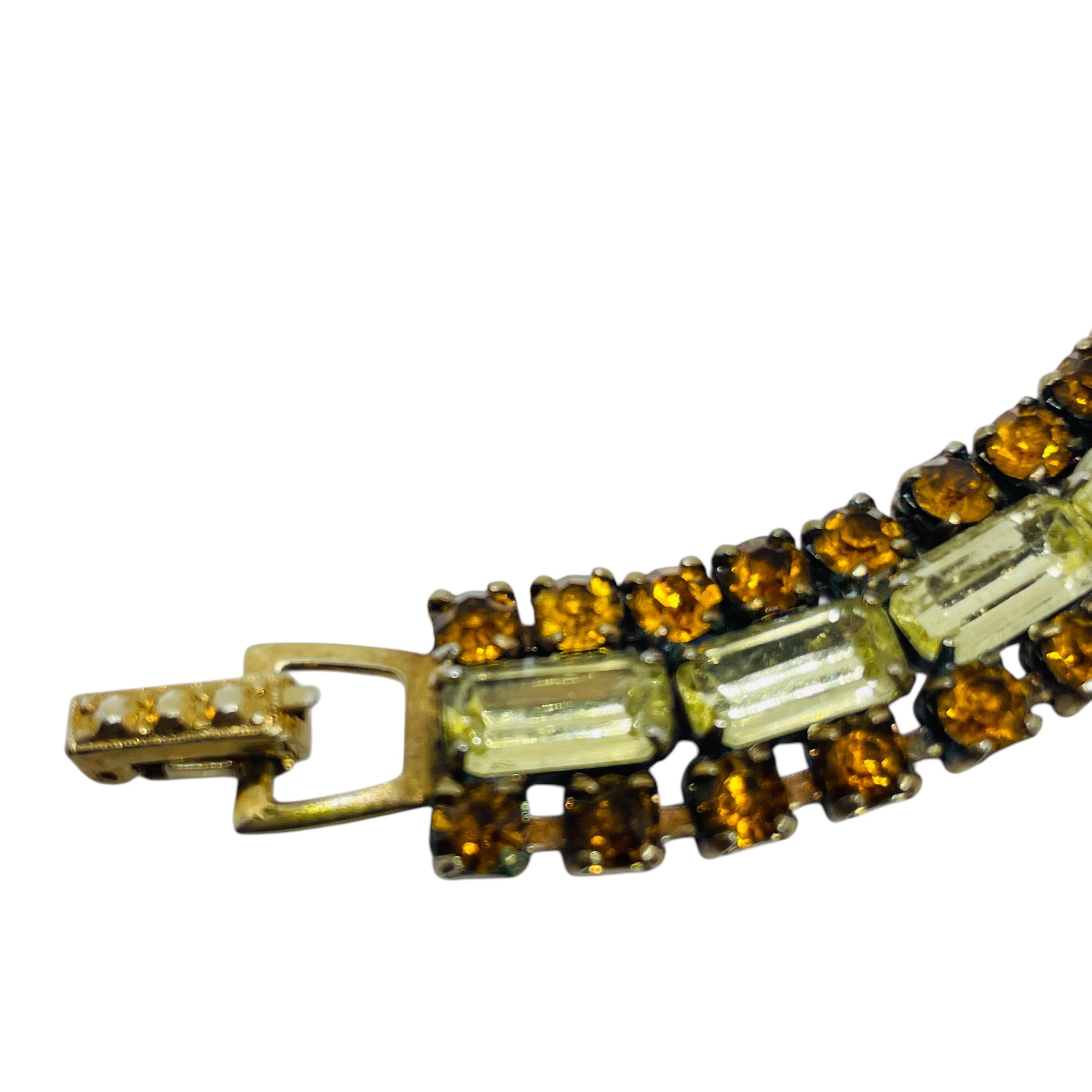 Vintage Gold Ton Zacken gesetzt Strass Designer-Armband im Zustand „Gut“ im Angebot in Palos Hills, IL