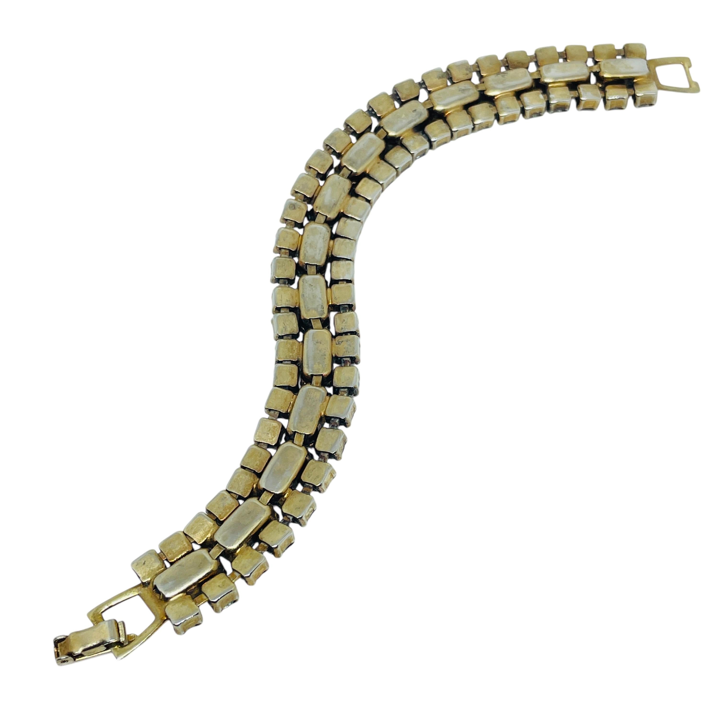 Vintage Gold Ton Zacken gesetzt Strass Designer-Armband Damen im Angebot