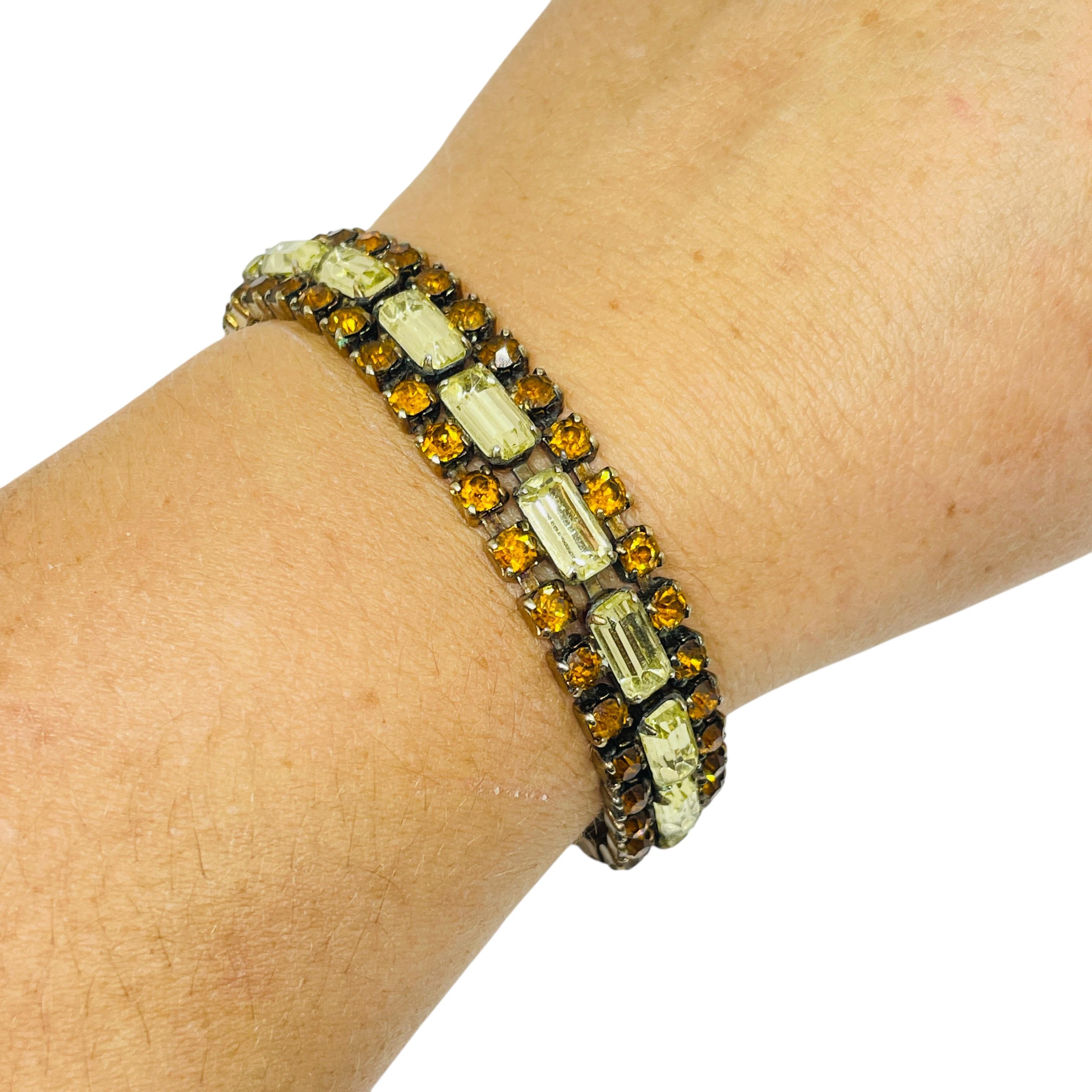 Vintage Gold Ton Zacken gesetzt Strass Designer-Armband im Angebot 1