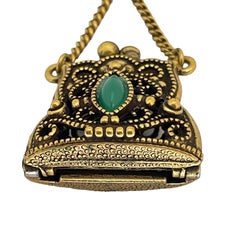 Vintage gold tone purse charm brooch