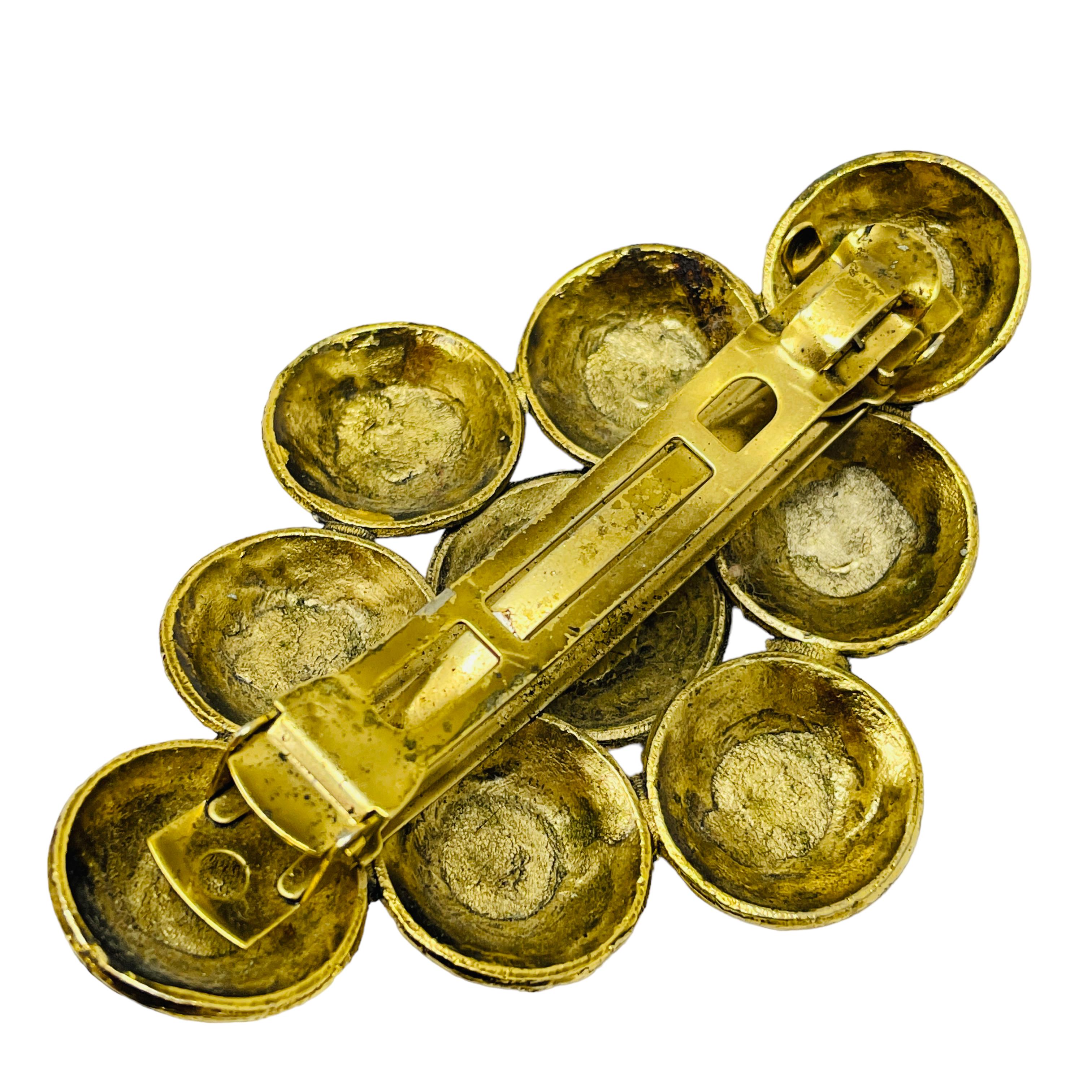 Vintage Gold tone red cab etruscan hair barette en vente 1