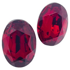 Vintage Gold Ton rot Glas Designer Clip auf Ohrringe