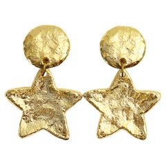 Vintage Gold Tone Resin Dangling Star Earrings