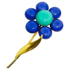 Broche fleur énorme en résine dorée vintage