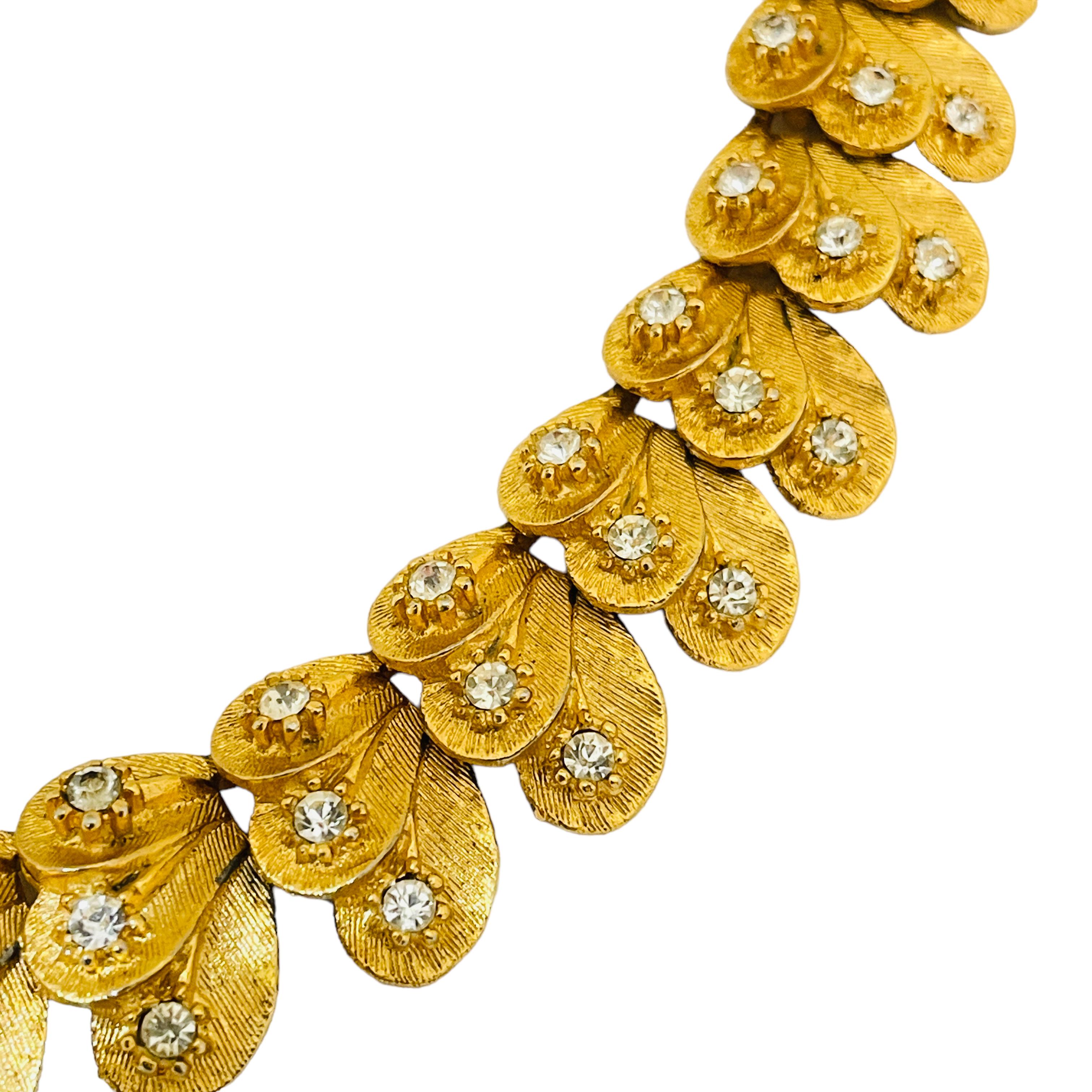 Collar vintage de diseño con gargantilla de strass en tono dorado en Bueno estado para la venta en Palos Hills, IL