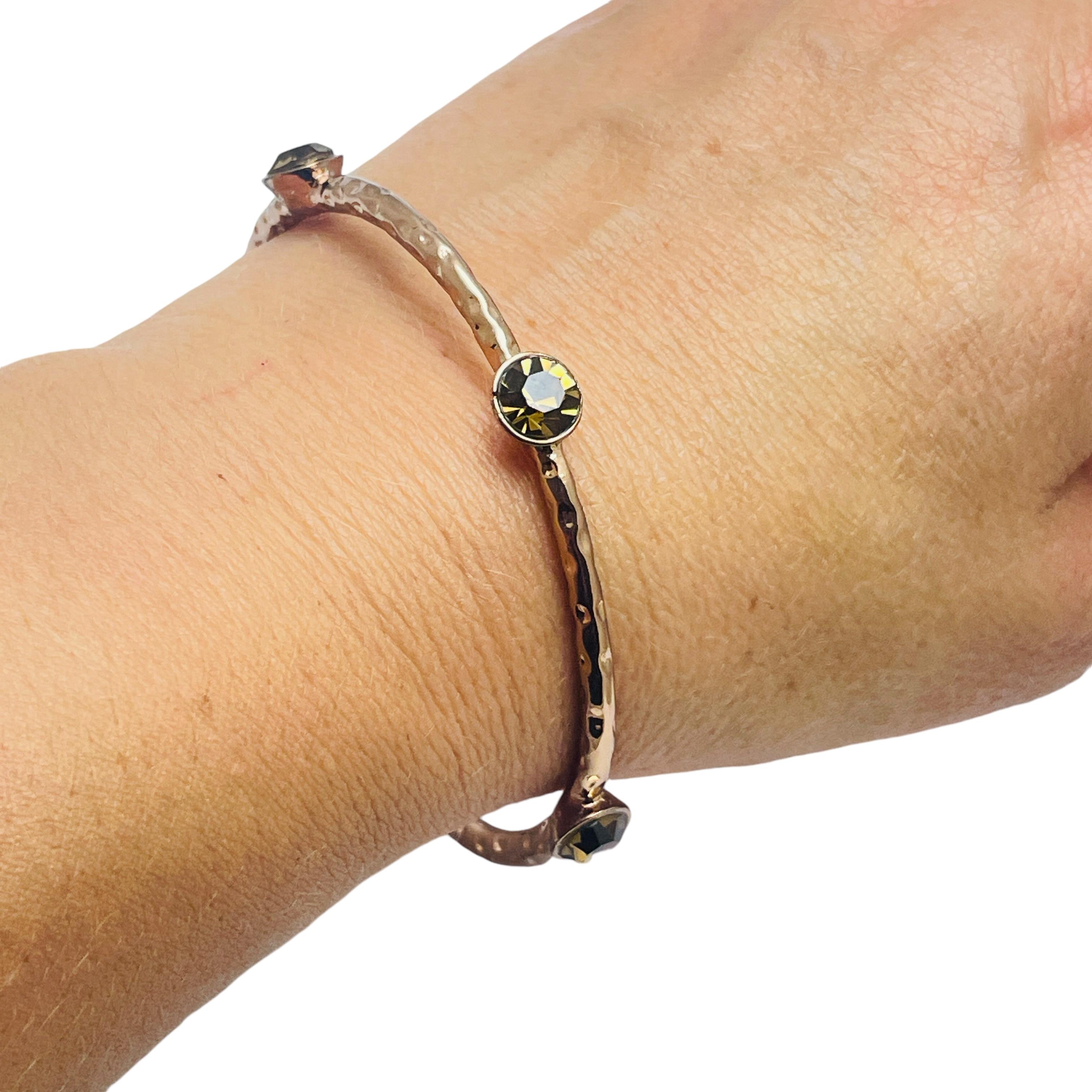 Women's Vintage gold tone rhinestone designer bracelet For Sale