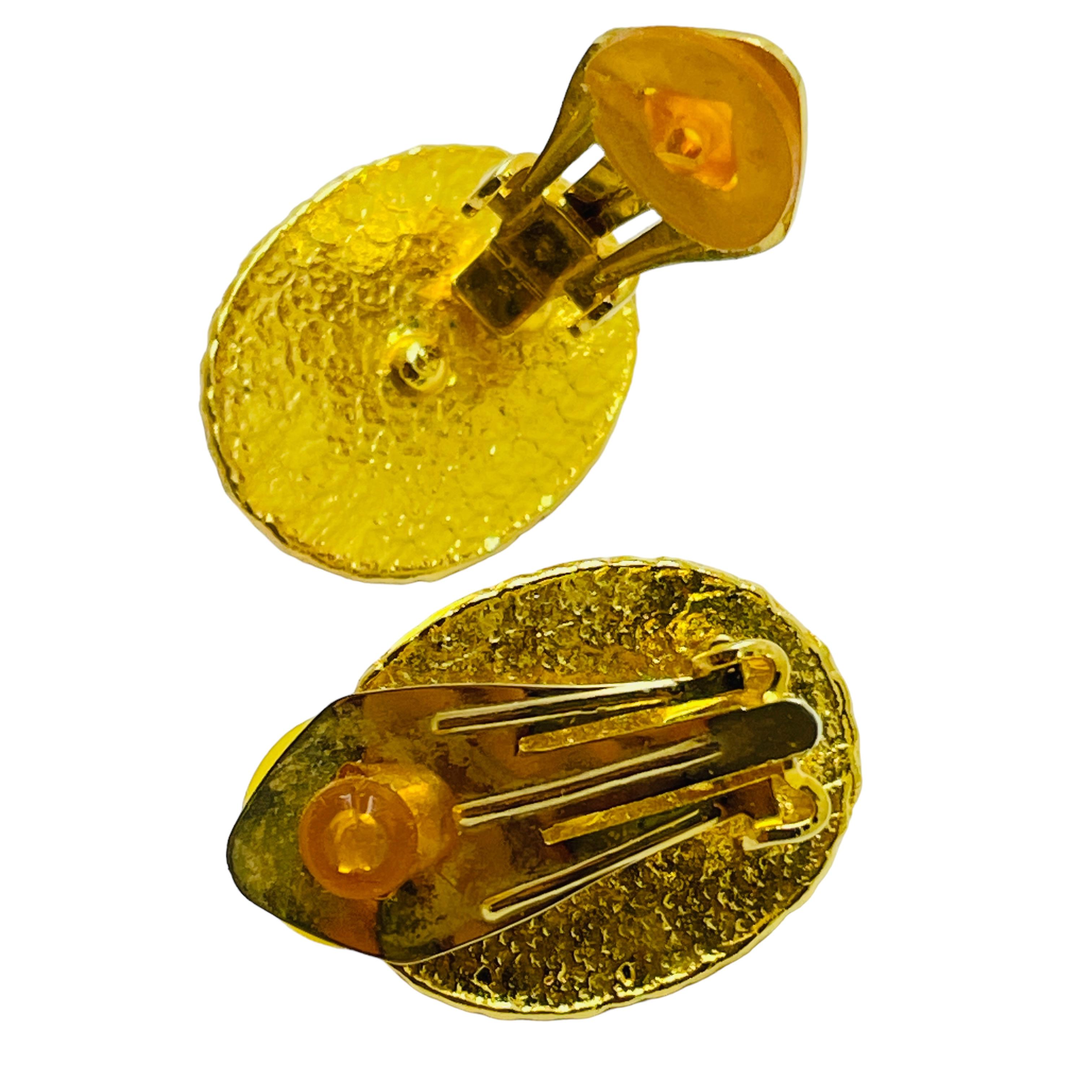 Pendientes de clip de diseño vintage con brillantes en tono dorado en Bueno estado para la venta en Palos Hills, IL