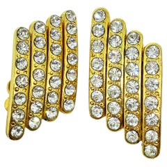 Orecchini a clip vintage di design con strass in tonalità oro