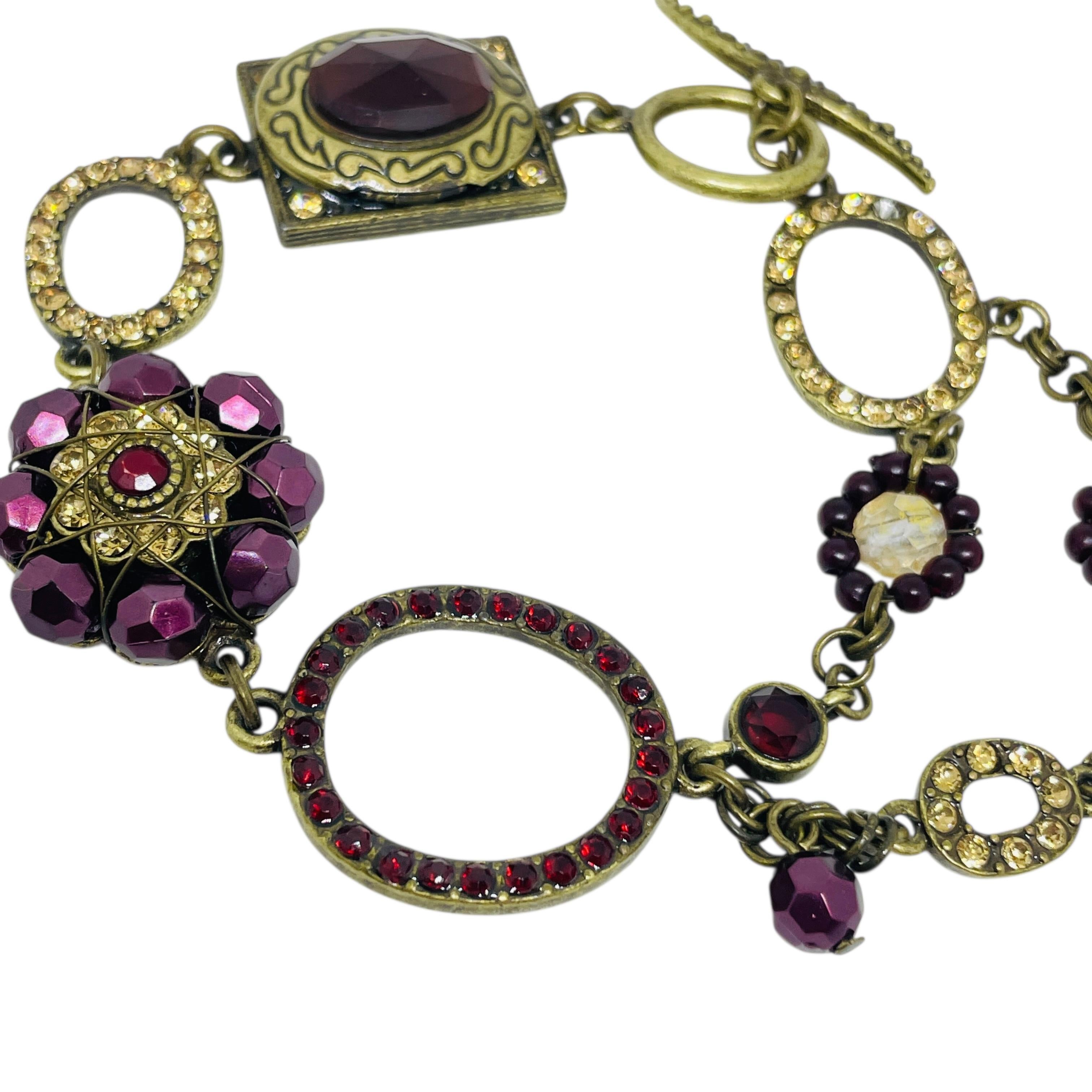 da uomo o donna Bracciale vintage di design con chiusura ad alamaro in vetro e strass in tonalità oro in vendita