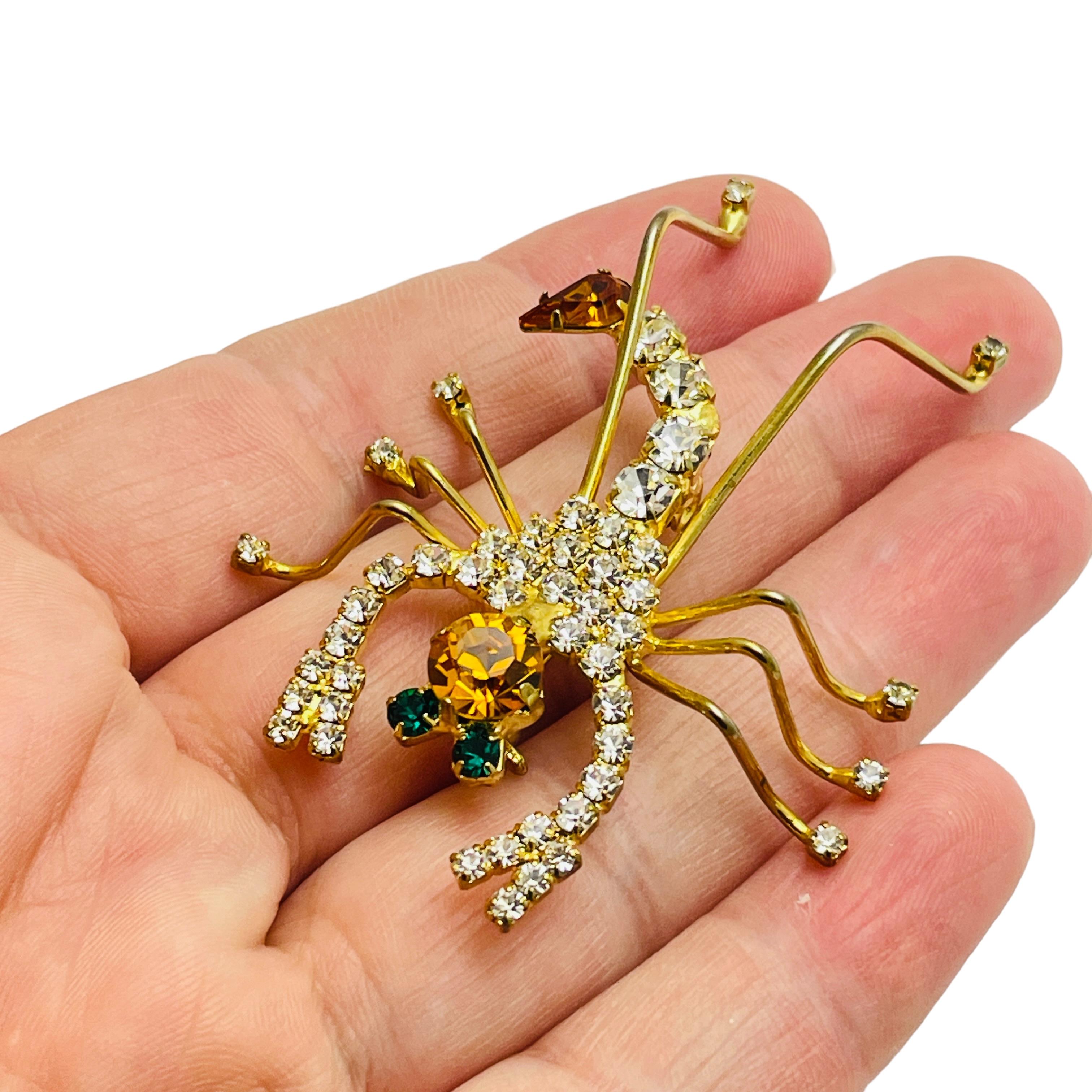 Women's Vintage gold tone rhinestone scorpion designer brooch For Sale