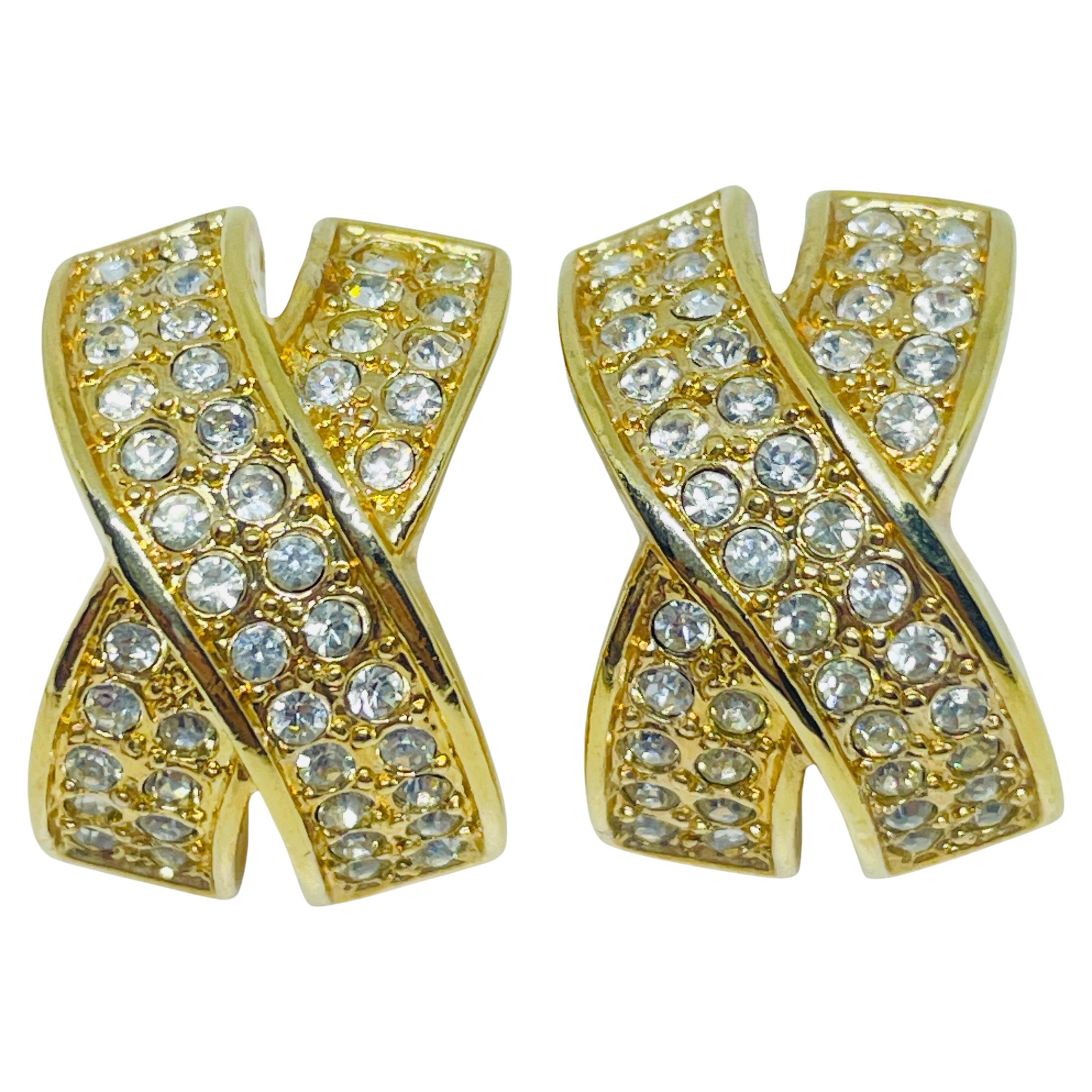 Orecchini a perno con strass in tonalità oro vintage