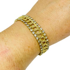Vintage gold tone rhinestones designer chain tennis bracelet