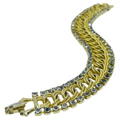Vintage gold tone rhinestones designer chain tennis bracelet