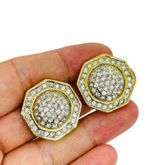 Vintage goldfarbene Strasssteine Designer Clip auf Ohrringe