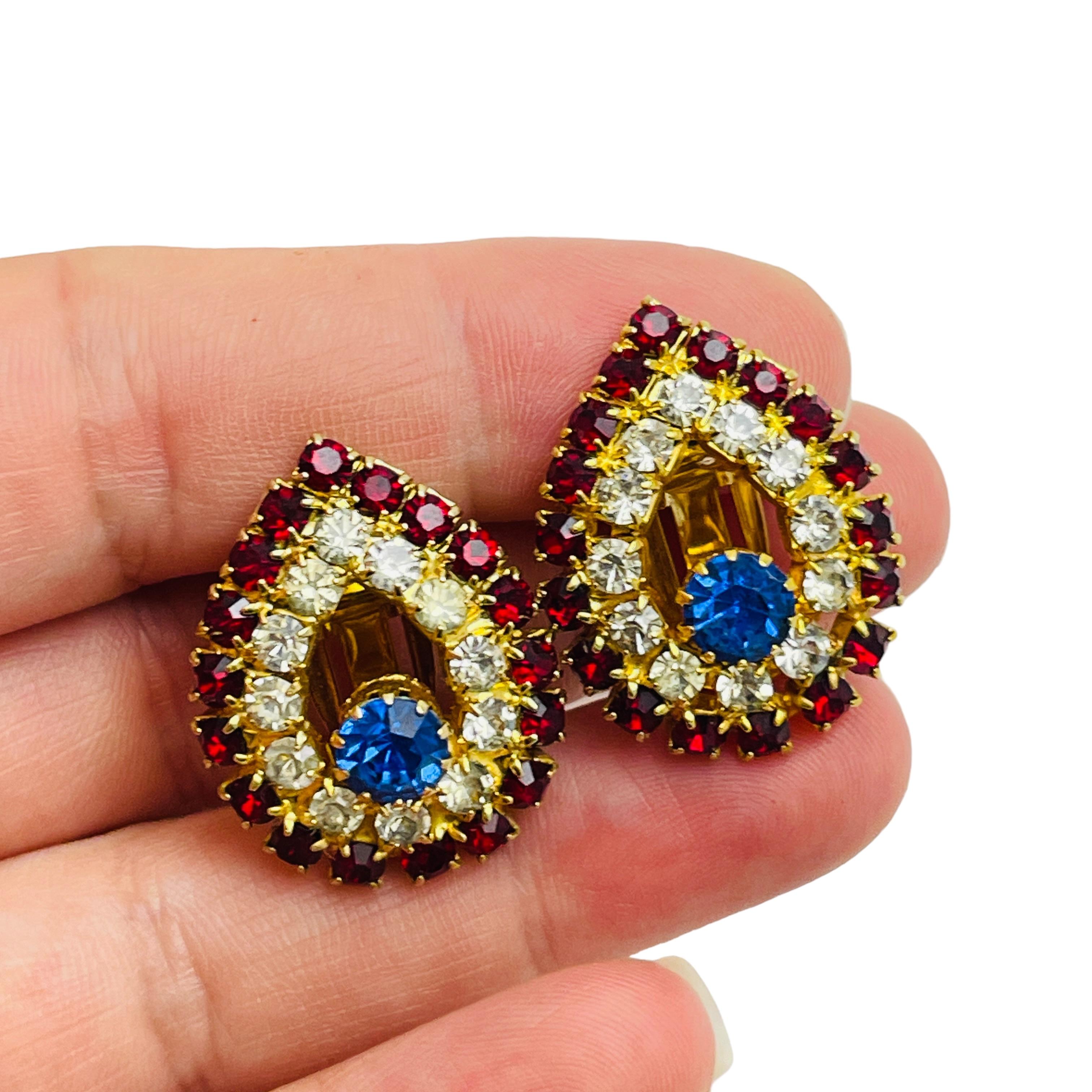 De las mujeres Pendientes de clip de diseño vintage con brillantes en tono dorado en venta