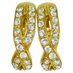 Orecchini a clip vintage con strass di design in tonalità oro