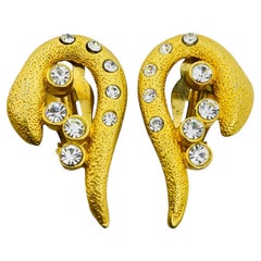 Boucles d'oreilles à clip vintage avec strass et ton or