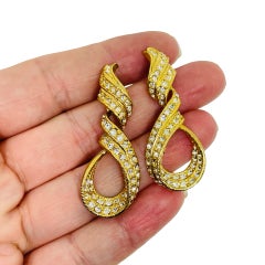 Vintage goldfarbene Strass-Steinchen Designer Ohrringe durchbohrt baumeln Ohrringe