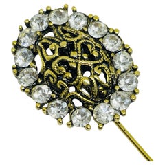 Spilla da bavero vintage in stile vintage con strass color oro