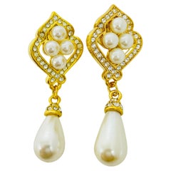 Orecchini a goccia vintage con strass finti anni '80