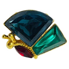 Broche de diseño vintage con diamantes de imitación en tono dorado, pequeña joya mariposa