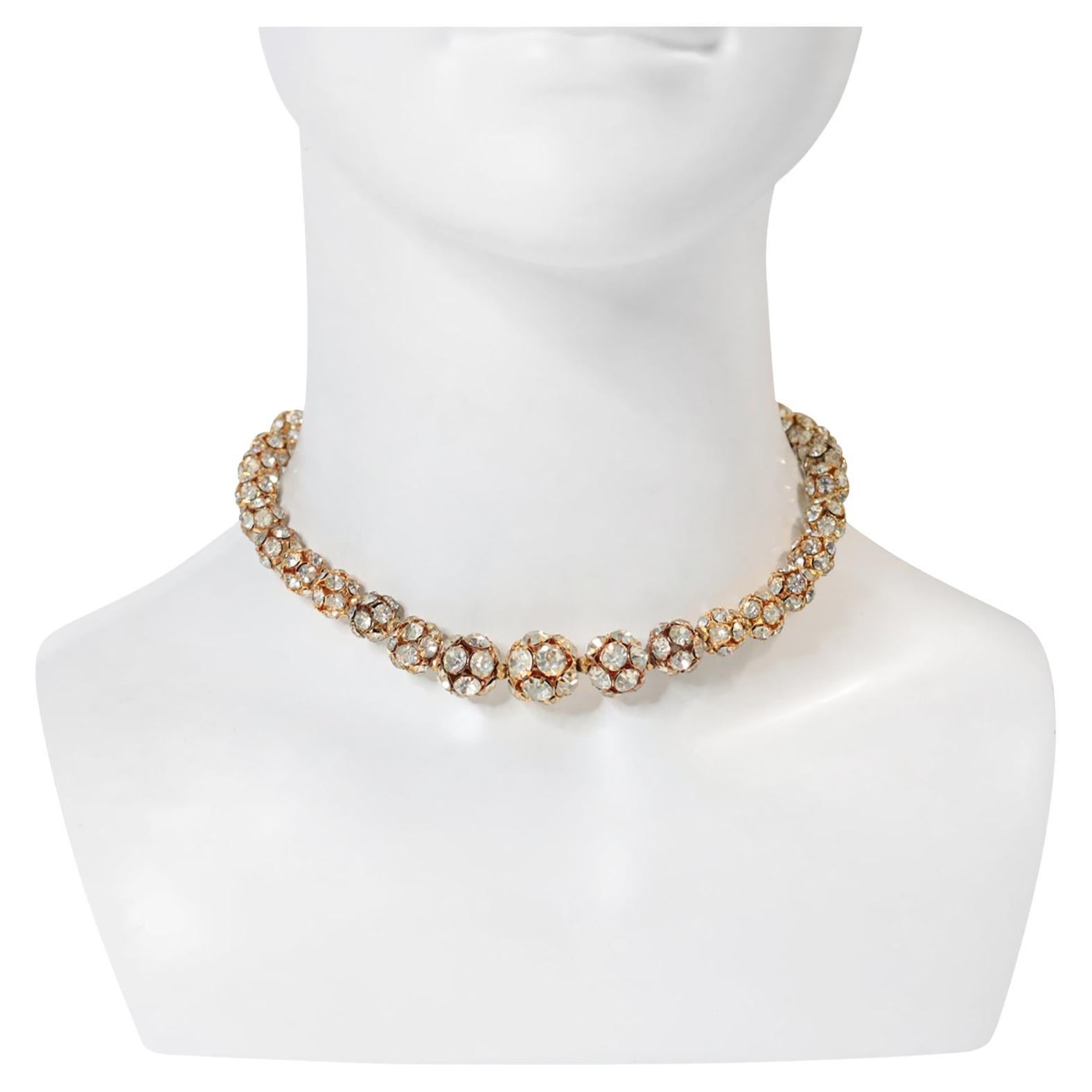 Vintage Gold Tone Rondelles Choker Halskette CIRCA 1940s