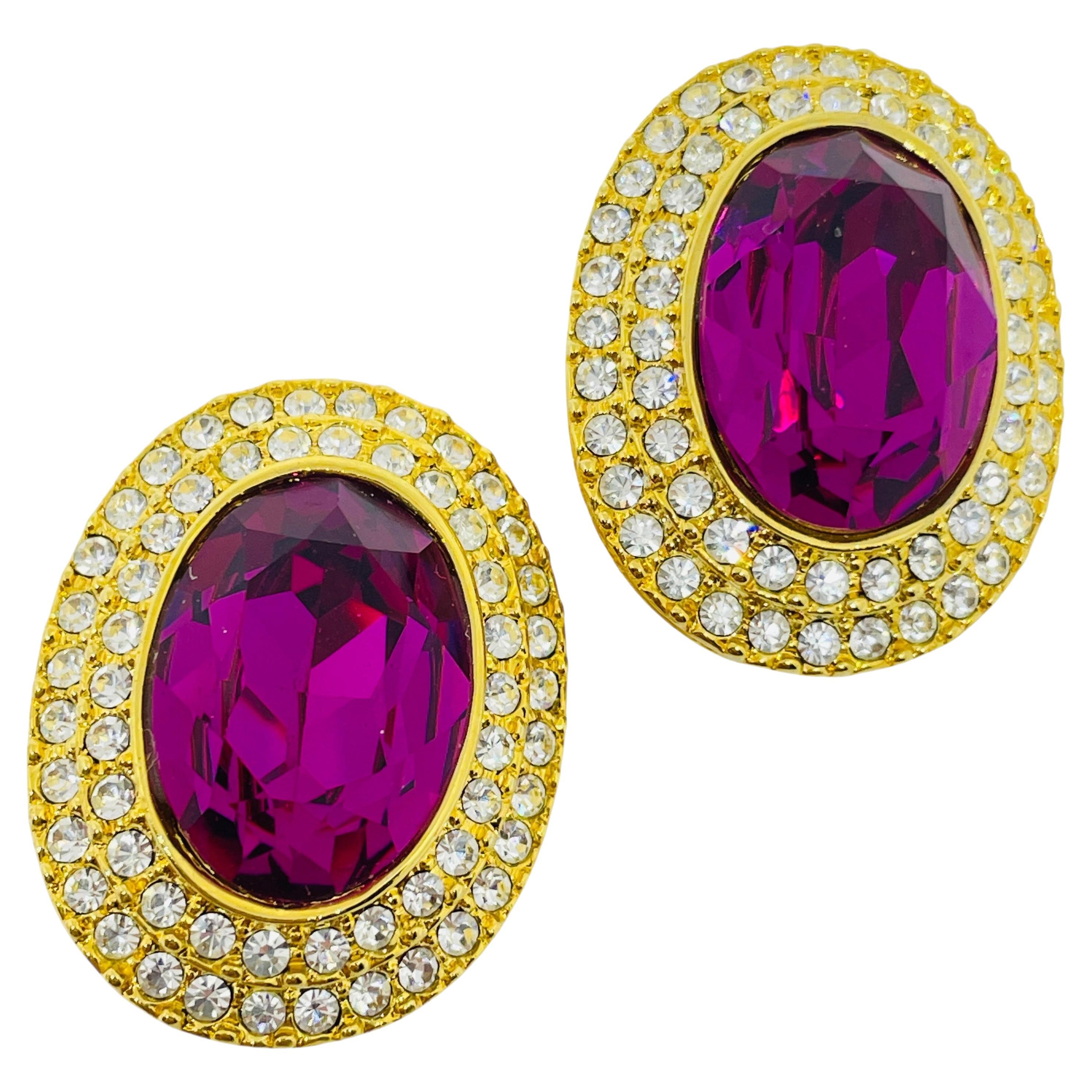 Orecchini a clip d
epoca in oro, rubino, vetro rosa, Jewell Designer