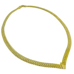 Vintage gold tone snake chain designer necklace