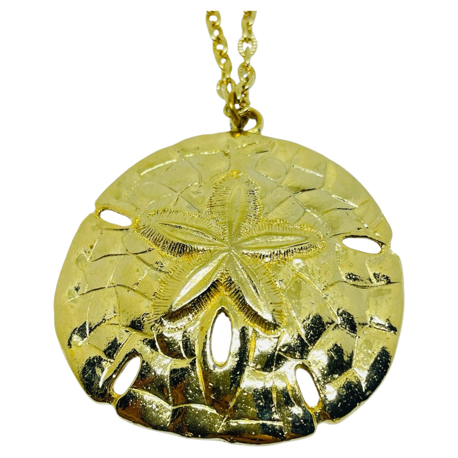Vintage gold tone starfish sea designer chain pendant necklace