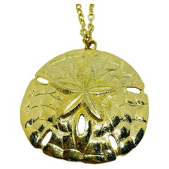 Vintage gold tone starfish sea designer chain pendant necklace