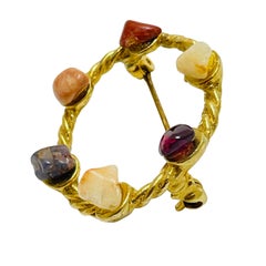 Vintage Goldton Steine Designer Brosche