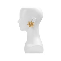 Vintage Gold Tone Sun Face Clip On Earrings Circa 1980s