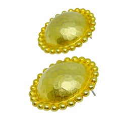 Vintage gold tone textured hammered post back earrings