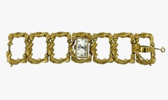 Vintage gold-tone Trifari bracelet with hand-wound watch