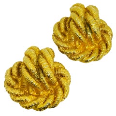 Vintage Gold Ton verdreht Seil massiv Designer Clip auf Ohrringe