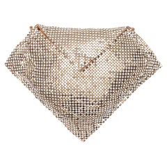 Vintage Gold-Tone & White Swarovski Metal Mesh Evening Bag