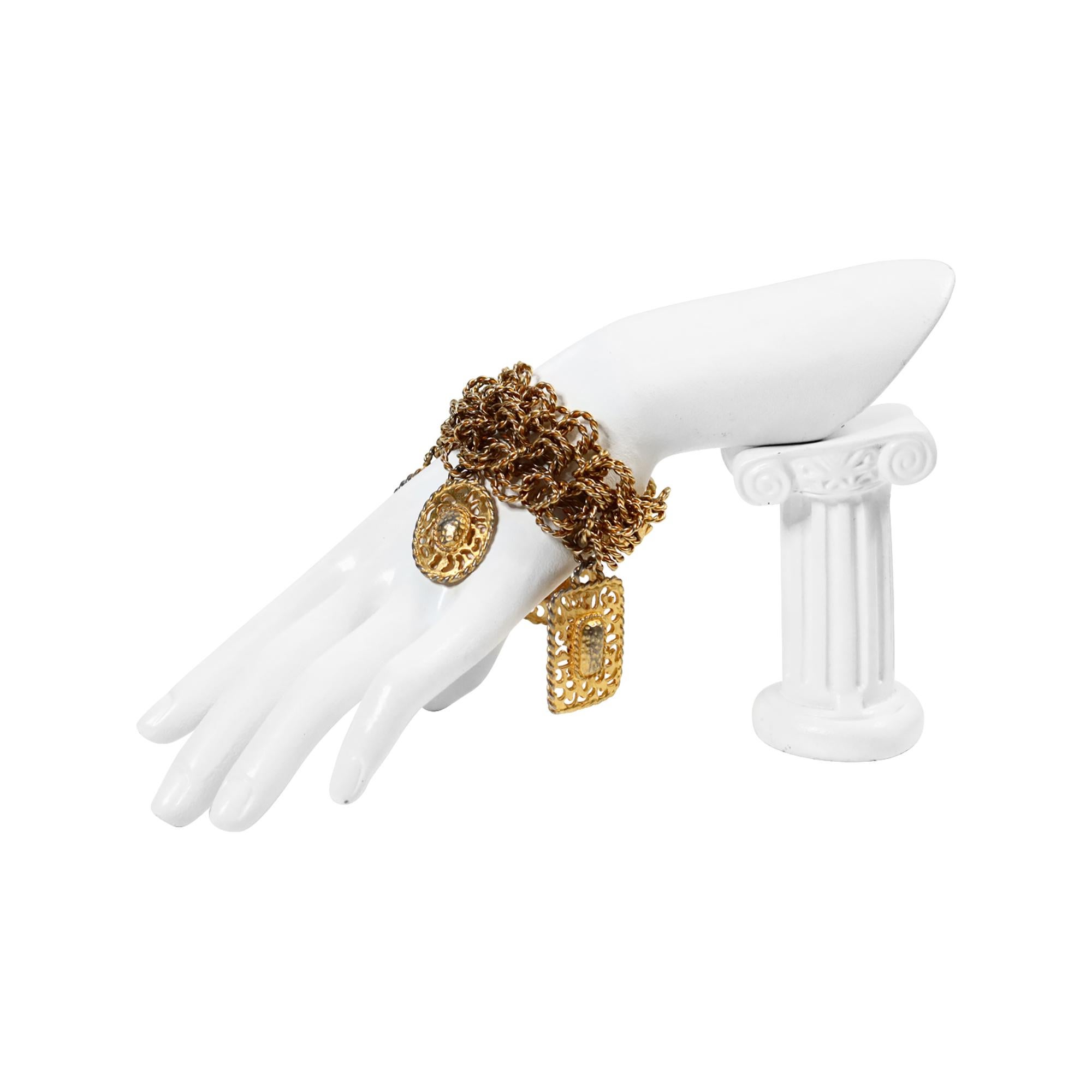 Vintage Gold Tone Wide Dangling Discs Armband, circa 1980er Jahre für Damen oder Herren im Angebot