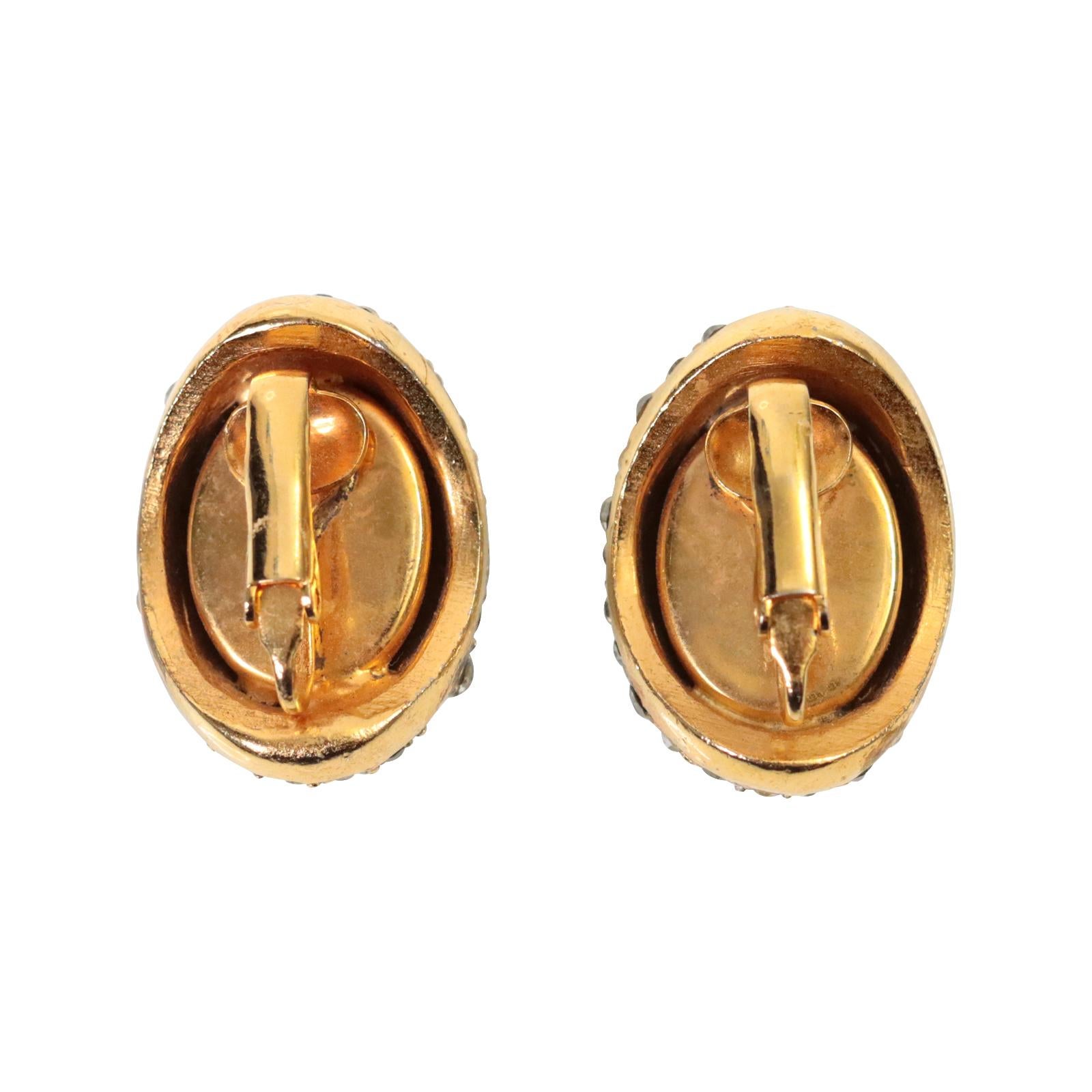 Tono Dorado Vintage Con Turquesa Falsa y Diamante  Pendientes Circa 1980's en venta 1