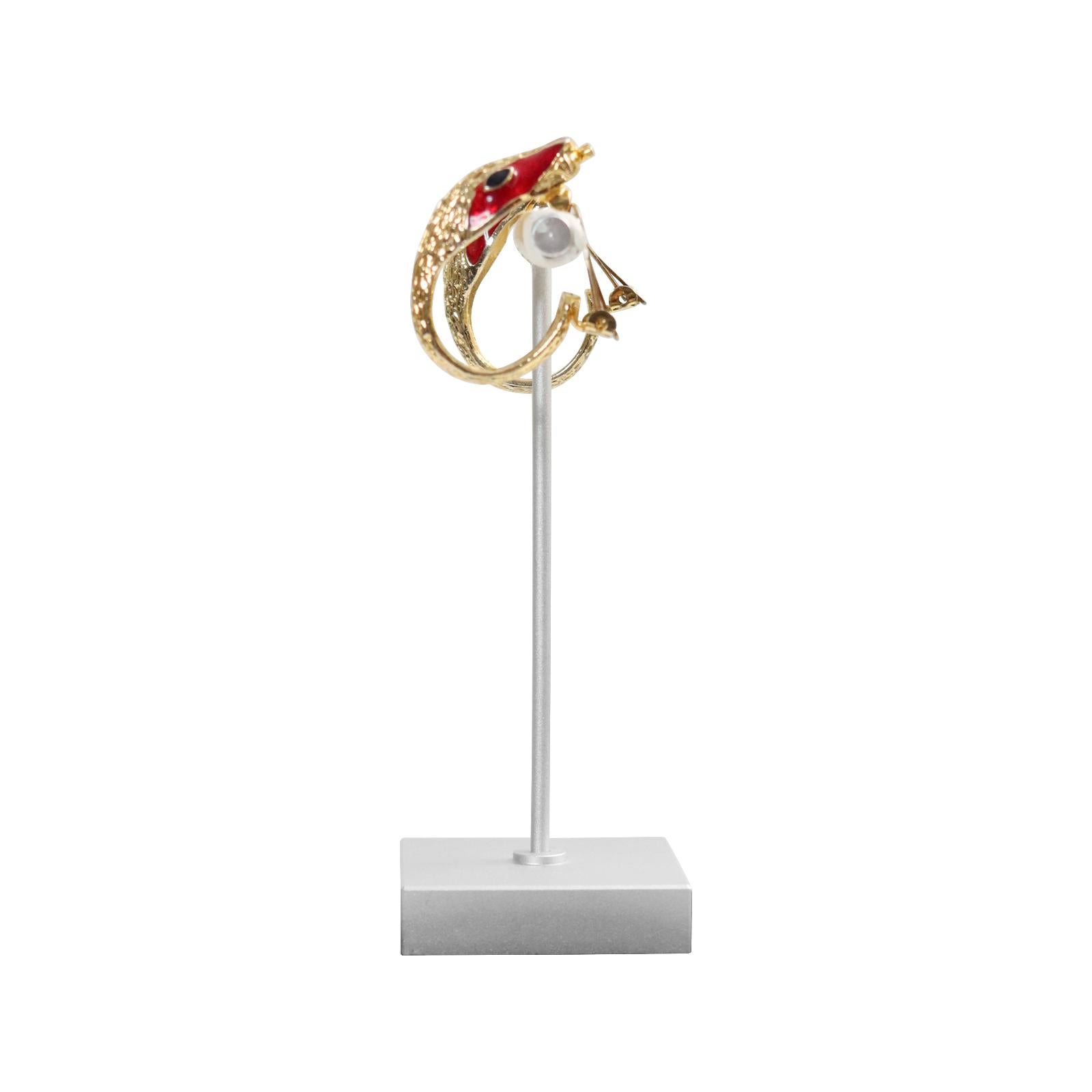 Vintage Gold Tone with Red Enamel Earrings Circa 1990s For Sale 2