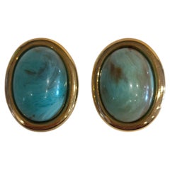 Vintage gold tone with turquoise Stone earrings