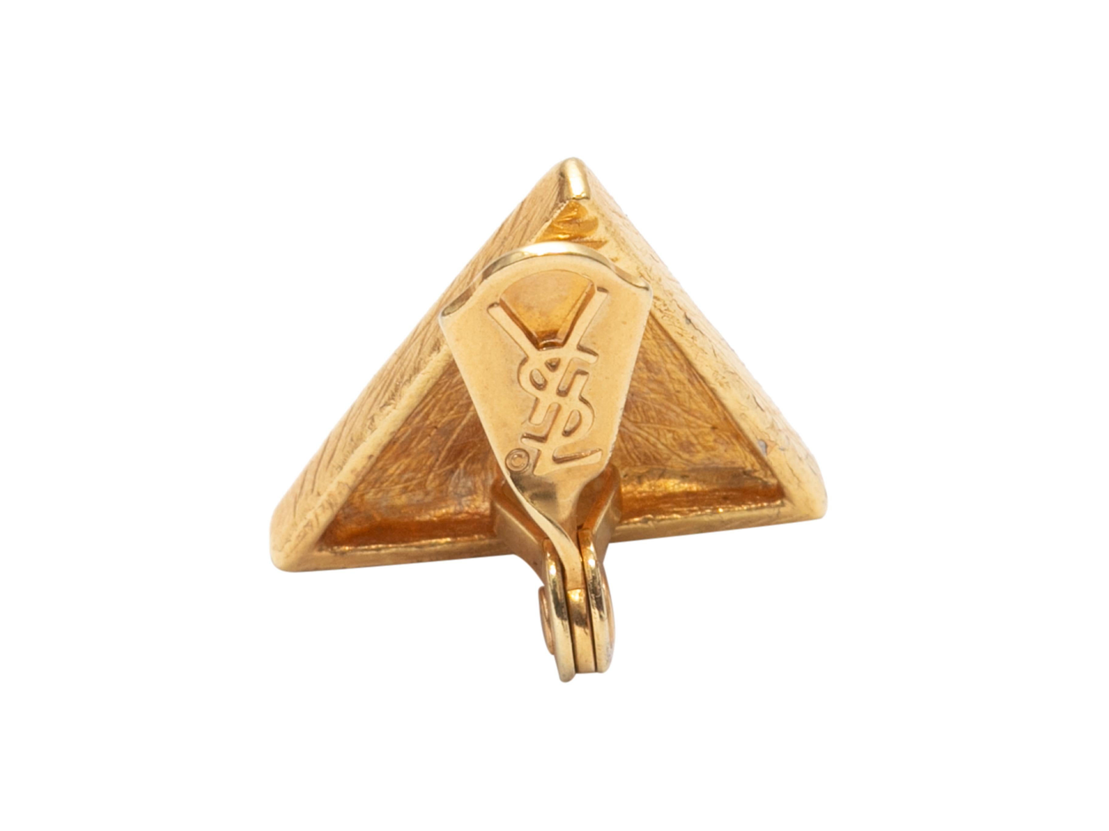 Women's Vintage Gold-Tone Yves Saint Laurent Triangular Clip-On Earrings For Sale