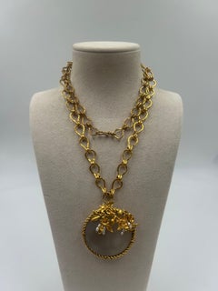 Vintage Gold-Toned Brass Statement Necklace